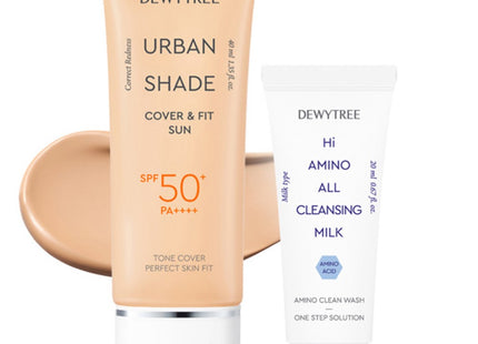 DEWYTREE  Urban Shade Cover & Fit Sun Cream SPF50+ PA++++ 40ml + Cleansing Milk 20ml Set, 1 Each