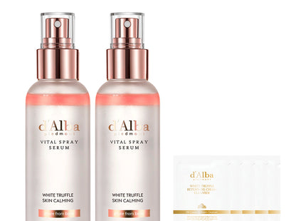 D'ALBA White Truffle Vital Spray Serum 100ml x 2p + Mild Gel Cleanser 15ml Set, 1 Set