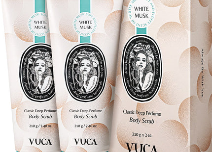 뷰카 Vyoo C Classic Deep Perfume Body Scrub White Musk Scent, 210g, 2 Count