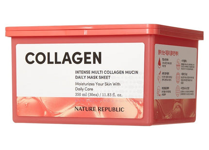 NATURE REPUBLIC  Intense Multi Collagen Mucin Daily Mask Sheet, 30 Count, 1 Pack