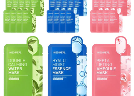 MEDIHEAL  Double Cica Waterfull Mask + Hyal Moisture Essence Mask + Pedi Lifting Ampoule Mask, 2 Packs