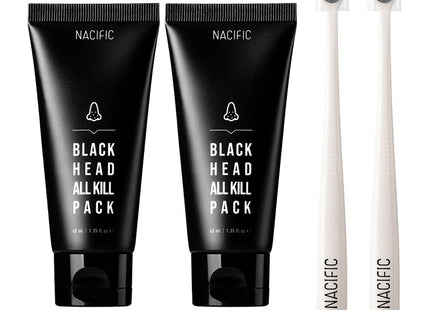 NESIFICK  Blackhead All Kill Wash-off Mask Pack + All Kill Brush, 2 Sets, 2 Count