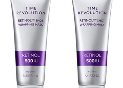 MISSHA TIME REVOLUTION RETINOL 500 SHOT WRAPPING MASK, 2 PACK