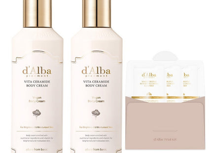 D'ALBA  Vita Ceramide Body Cream 270ml x 2p + Serum Cleanser 9ml Set, 1 Pack