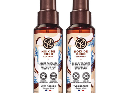 YVES ROCHER  Perfumed Body & Hair Mist Coconut 100ml 2pcs