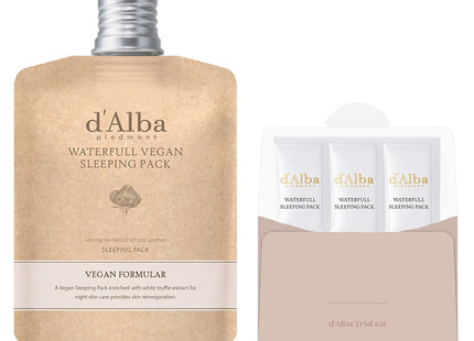 D'ALBA  Waterful Sleeping Pack 60ml x 1p + Kit 4ml x 3p, 1 Count