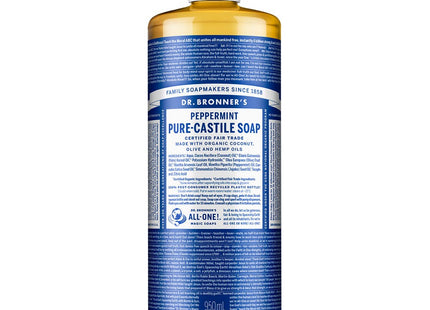 DR. BRONNER'S  Peppermint Pure-Castile Soap Body Wash, 950ml, 1 Pack