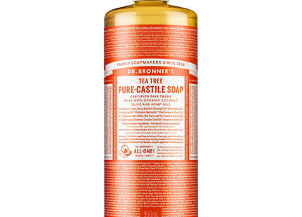 DR. BRONNER'S  Tea Tree Pure Castile Liquid Soap Body Wash, 950ml, 1 Pack