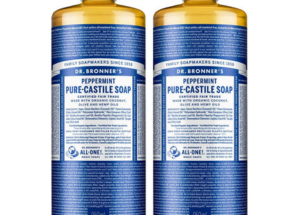 DR. BRONNER'S  Pure-Castile Liquid Soap Peppermint 950ml 2 Pack