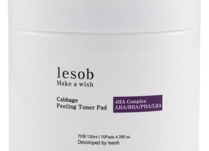 NONE Lesob 88% Customized Exfoliating Moisturizing Calming Toner Pad Cabbage 130ml, 70 Count, 1 Unit
