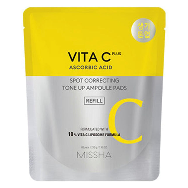 MISSHA  Vita C Plus Dark Spot Brightening Tone-Up Ampoule Pad 210g Refill, 80 Count, 1 Pack
