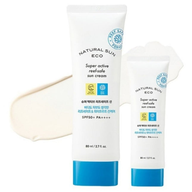 THE FACE SHOP The Face Shop Natural Sun Eco Super Active Leaf Safe Sun Cream SPF50+ PA++++, 80ml, 2pk
