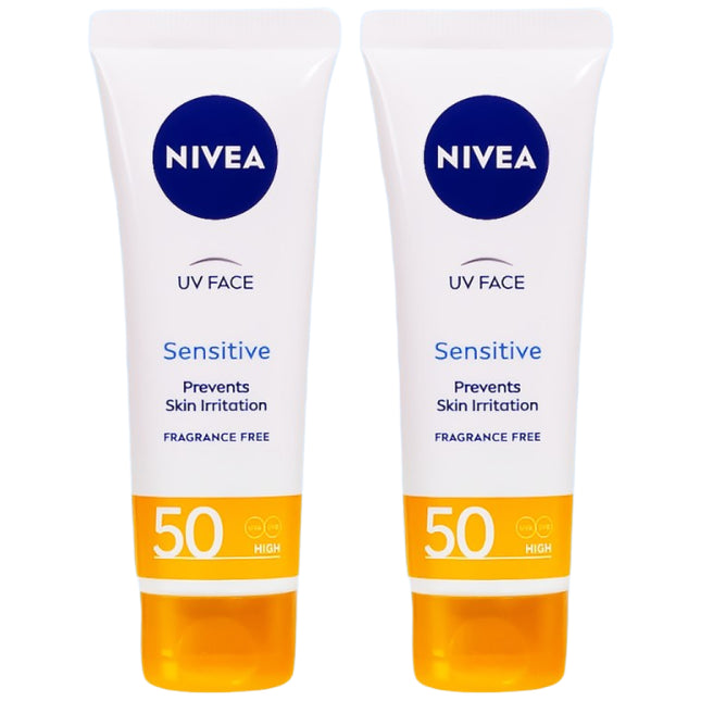 NIVEA  SUN Sensitive Face Sun Cream, 50ml, 2 Pack