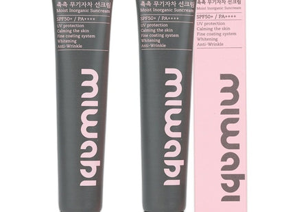 MIWABI  SPF50+ PA++++ Non-Irritating Sunscreen Inorganic Sunscreen Foundation-Free Tone-Up Sun Cream, 50ml, 2 count