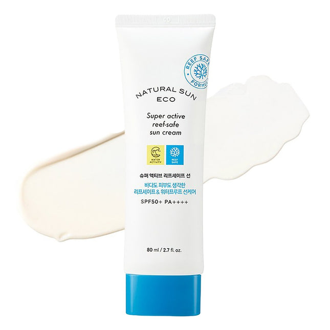 THE FACE SHOP  Natural Sun Eco Super Active Reef-Safe Sun Cream SPF50+ PA++++, 80ml, 1ea
