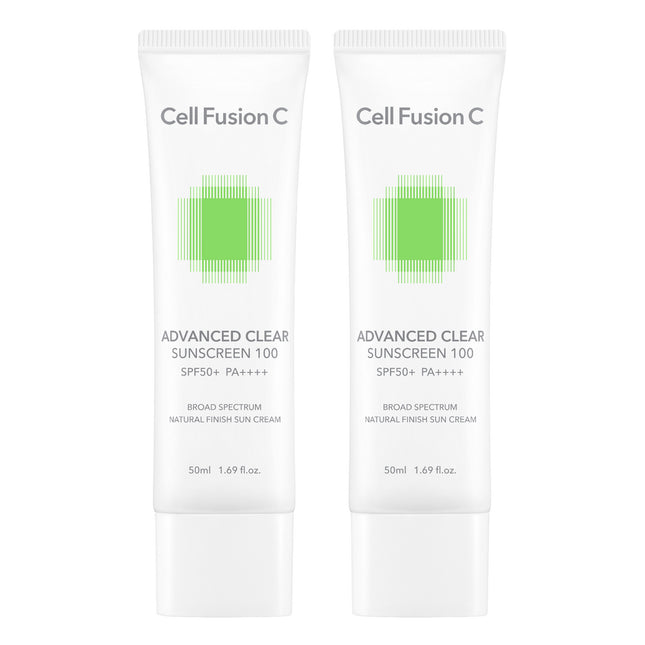 CELLFUSION C Advanced Clear Sunscreen 100 SPF50+ PA++++, 50ml, 2 Count