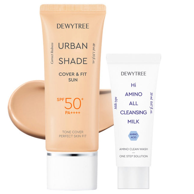 DEWYTREE  Urban Shade Cover & Fit Sun Cream SPF50+ PA++++ 40ml + Cleansing Milk 20ml Set, 1 Each