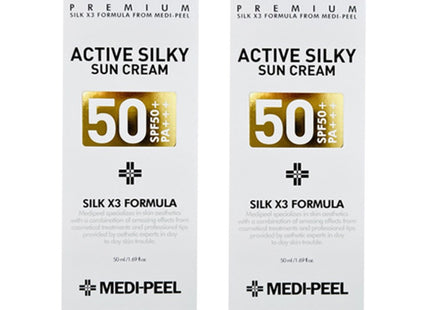 MEDI-PEEL  Active Silky Sun Cream SPF50+ PA+++, 50ml, 2 Count