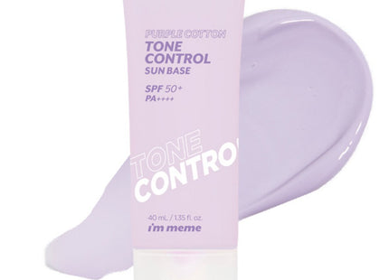 I'M MEME  Purple Cotton Tone Control Sun Base SPF50+ PA++++, 40ml, 1 Count