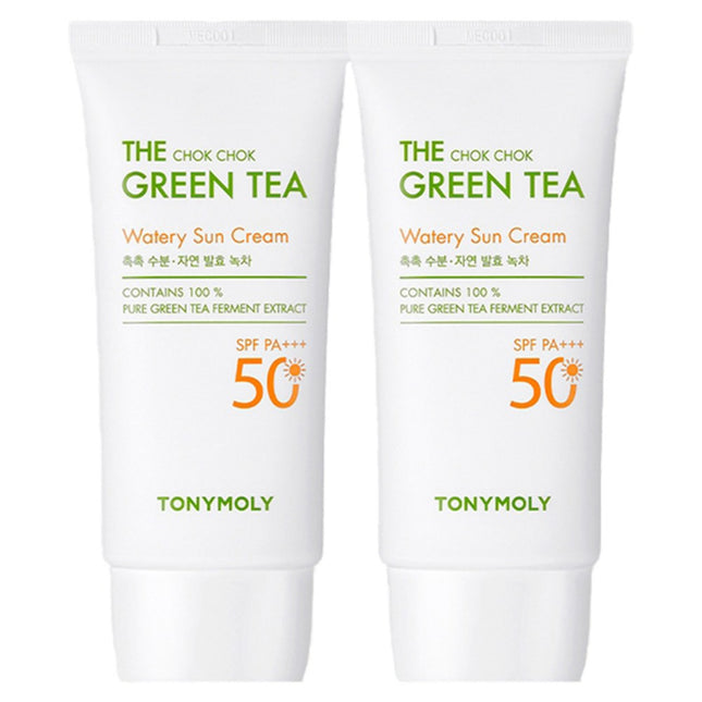 TONYMOLY The Chok Chok Green Tea Aqua Sun Cream SPF50 PA+++, 50ml, 2 Count