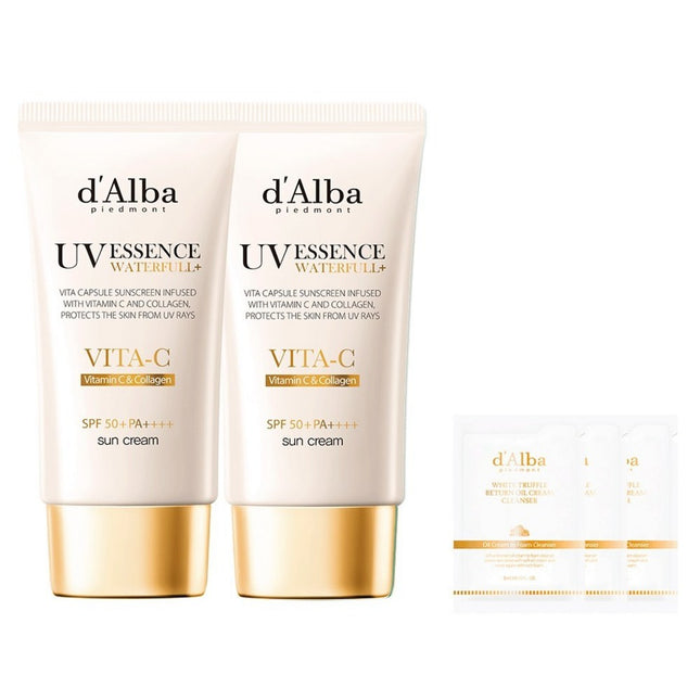 D'ALBA  Vita Capsule Anti-aging Sunscreen SPF50+ PA++++ 50ml x 2p + Serum Cleanser 3ml x 3p Set, 1 Set