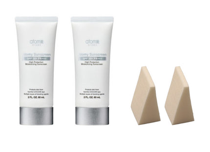 ATOMY  Sunscreen White 60ml x 2 + Beauty Puff x 2
