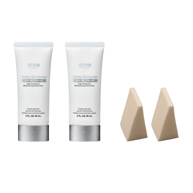 ATOMY  Sunscreen White 60ml x 2 + Beauty Puff x 2