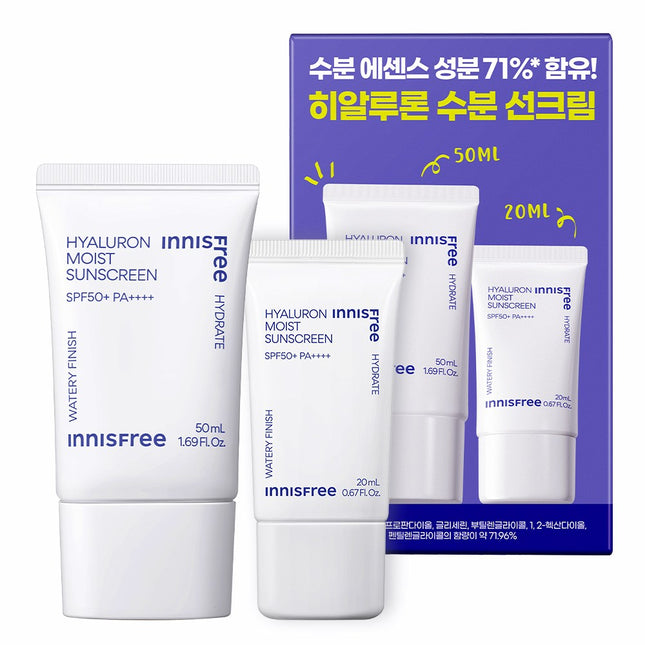 INNISFREE  Hyaluron Moisture Sunscreen 50ml + 20ml Set SPF50+ PA++++, 1 Pack
