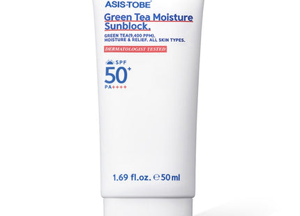 ASISTOBE  Green Tea Moisture Sunblock SPF50+ PA++++, 50ml, 1 count