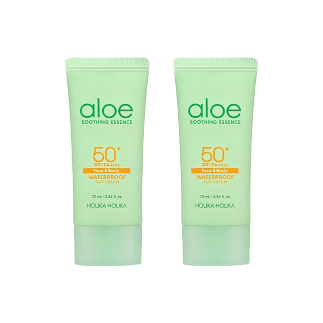 HOLIKA HOLIKA  ALOE WATERPROOF SUN CREAM SPF50+ PA++++, 70ML, 2 PACK