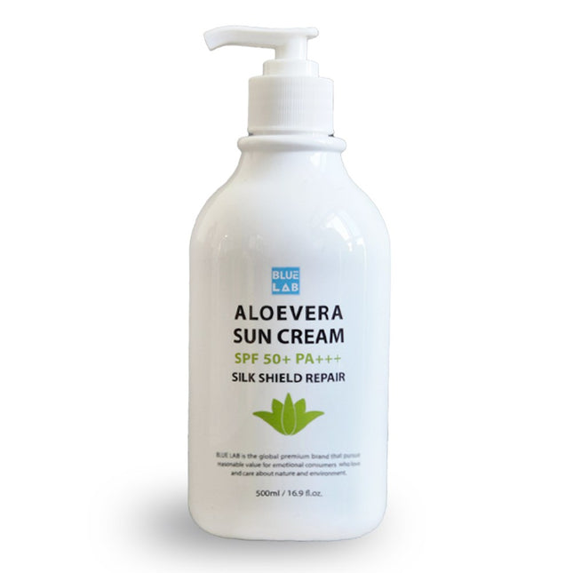 BLUE LAB  Aloe Vera Silk Shield Repair Jumbo Sunscreen SPF 50+ PA+++ 500ml, 1 Count