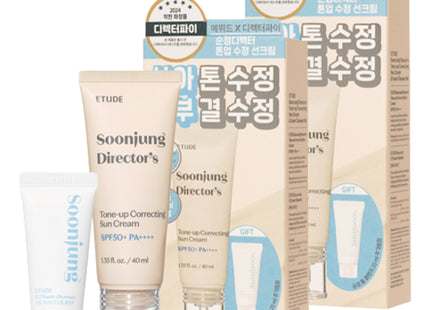 ETUDE  Soon Jung Director Tone Up Correction Sun Cream SPF50+ PA++++ + Low pH Foam Cleanser Set, 2 Items