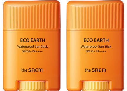 THE SAEM  Eco Earth Waterproof Sun Stick SPF50+ PA++++, 17g, 2 Count