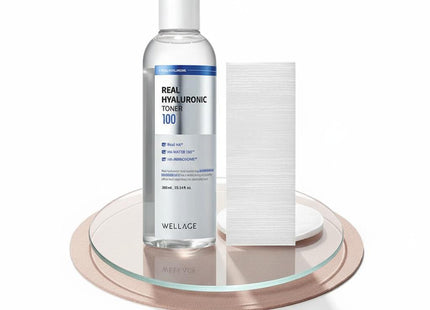 WELLAJU Real Hyaluronic 100 Toner 300ml + Cotton Pads 60ea Special Set