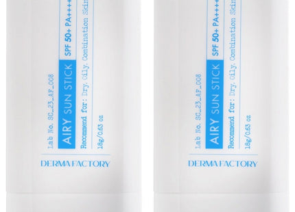 DERMAFACTORY Dermafactory Airy Sunstick SPF50+ PA++++, 18g, 2 Count