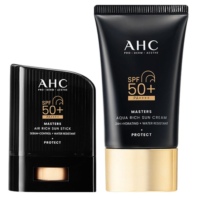 AHC  Masters Air Rich Sun Stick 14g + Aqua Rich Sun Cream 50g Set SPF50+ PA++++, 1 Set