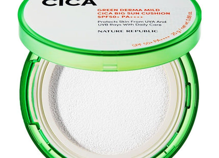 NATURE REPUBLIC  GREEN DERMA MILD CICA BIG SUN CUSHION SPF50+ PA++++, 25g, 1 Item