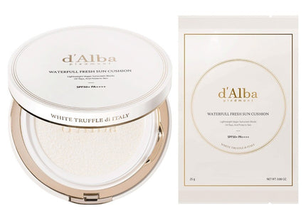 D'ALBA D'Alba Waterful Fresh Sun Cushion + Refill Set SPF50+ PA++++, 25g, 1 Set