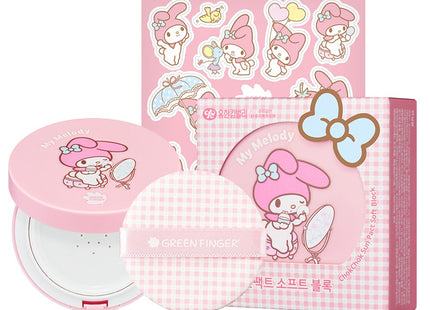 GREENFINGER  Soft Block Moist Sun Pact My Melody Edition SPF50+ PA++++ + Sticker Set, 16g, 1 Count
