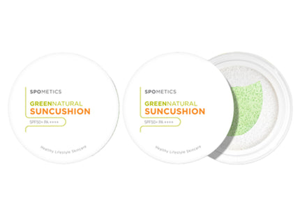 SPOMETICS Spometics Green Natural Sun Cushion SPF50+ PA++++, 25g, 2 Count