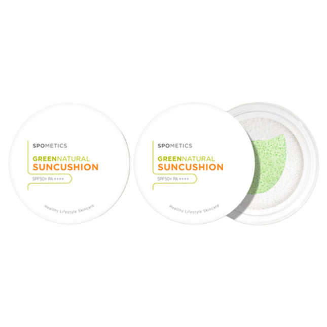 SPOMETICS Spometics Green Natural Sun Cushion SPF50+ PA++++, 25g, 2 Count