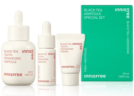 INNISFREE Innisfree Black Tea Youth Enhancing Ampoule 50ml + 12ml + Cream 10ml Set, 1 Pack