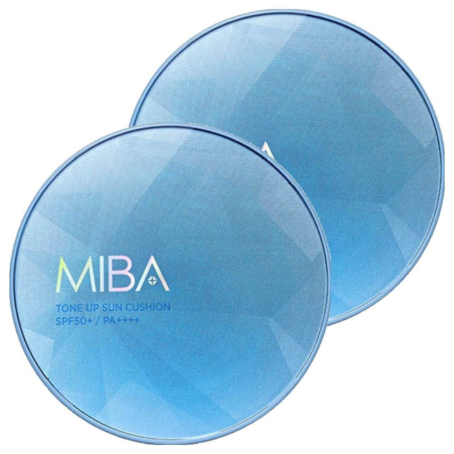 MIBA  Ion Calcium Calamine Tone-Up Essence Sun Cushion SPF50+ PA++++, 25g, 2 Count