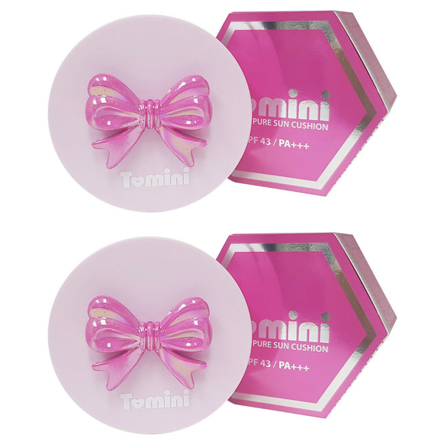 TUMINI PURE  Sun Cushion SPF43 PA+++ Ribbon Jin Pink, 14.5g, 2 Count