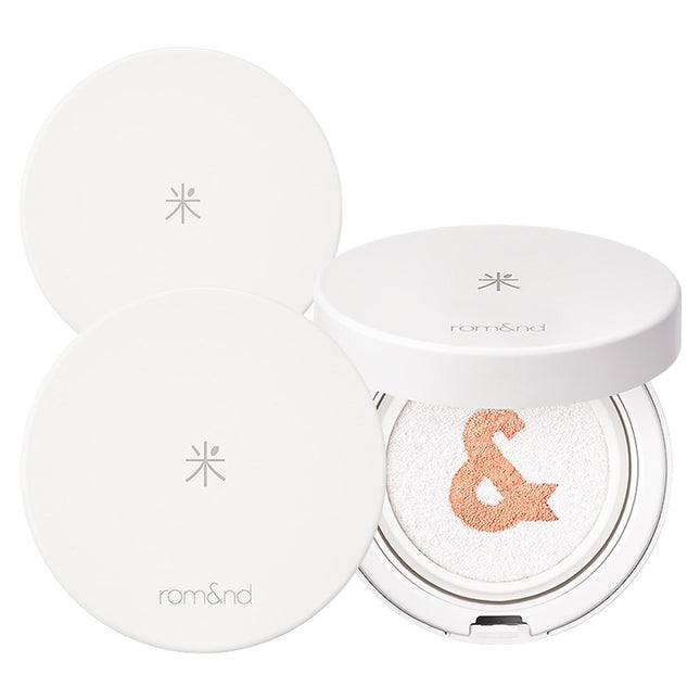 ROMAND Romand Baekmi Tone-Up Sun Cushion SPF50+ PA++++, Peach + White, Set of 2