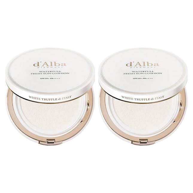 D'ALBA  Waterful Fresh Sun Cushion SPF50+ PA++++, 15g, 2 Count