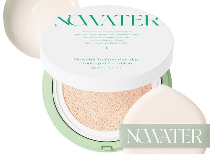 NOWATER  Teatree Day Day Tone Up Cushion No.2 Natural Light SPF 50+ PA++++, No.2 Natural Light, 25g, 1 piece
