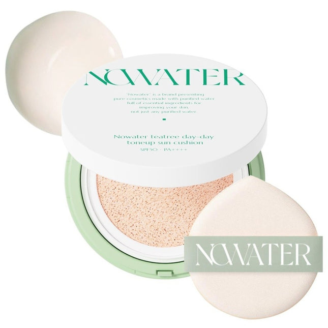 NOWATER  Teatree Day Day Tone Up Cushion No.2 Natural Light SPF 50+ PA++++, No.2 Natural Light, 25g, 1 piece