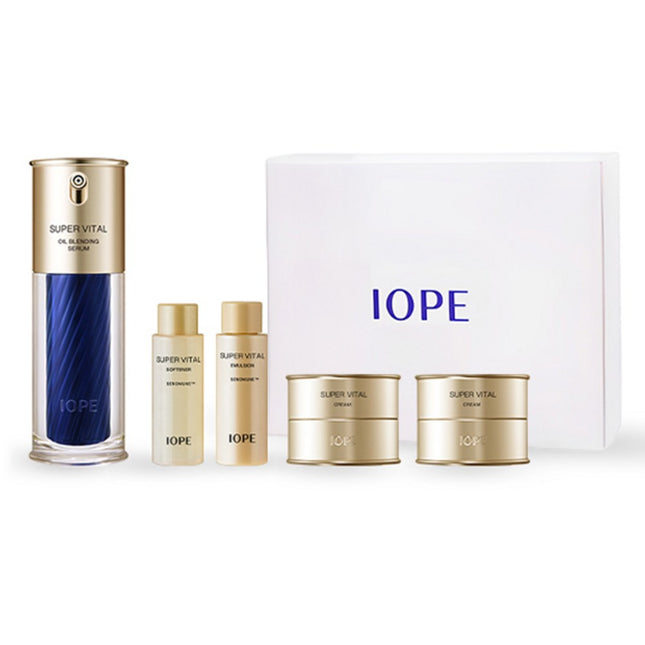 IOPE  SUPER VITAL OIL BLENDING SERUM 40ml + EMULSION 18ml + SOFTENER 18ml + CREAM 10ml x 2p SET, 1 SET
