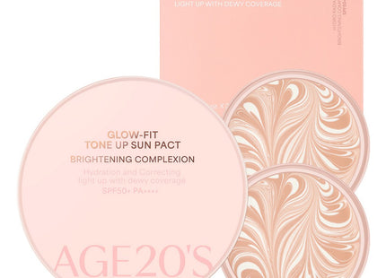 AGETWOENIS  Glow Fit Tone-Up Sun Pact Case + Refill 2p SPF50+ PA++++, 12.5g, 1 set